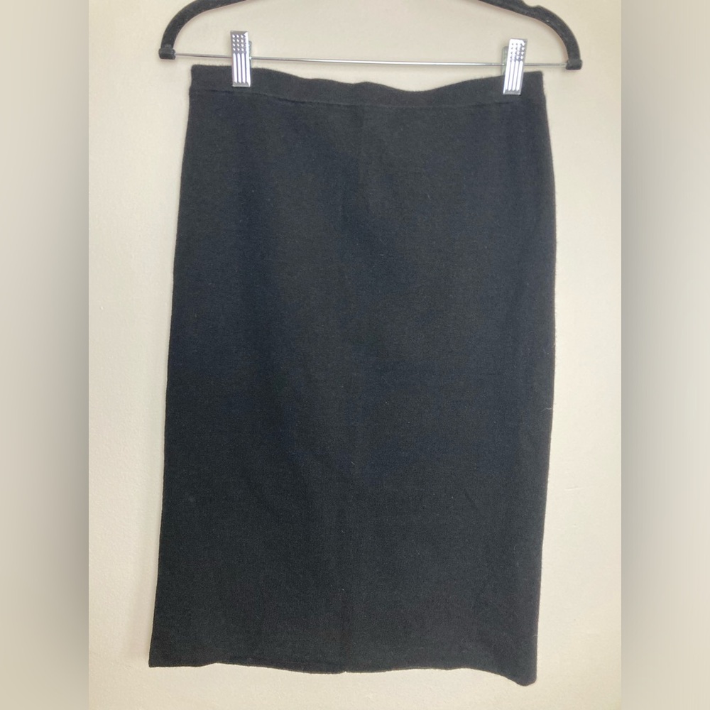 Nili Lotan 18-8 Black Knee Length Pencil Skirt Cashmere Wool Blend Size M luxury